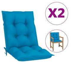 Coussins de chaise de jardin 2 pcs bleu 100x50x7 cm