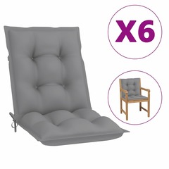 Coussins de chaise de jardin 6 pcs gris 100x50x7 cm