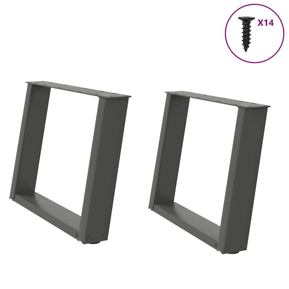 Pieds de table basse en u 2 pièces anthracite 70 x (42-43) cm acier