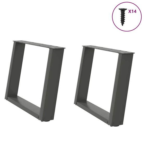 Pieds de table basse en u 2 pièces anthracite 70 x (42-43) cm acier