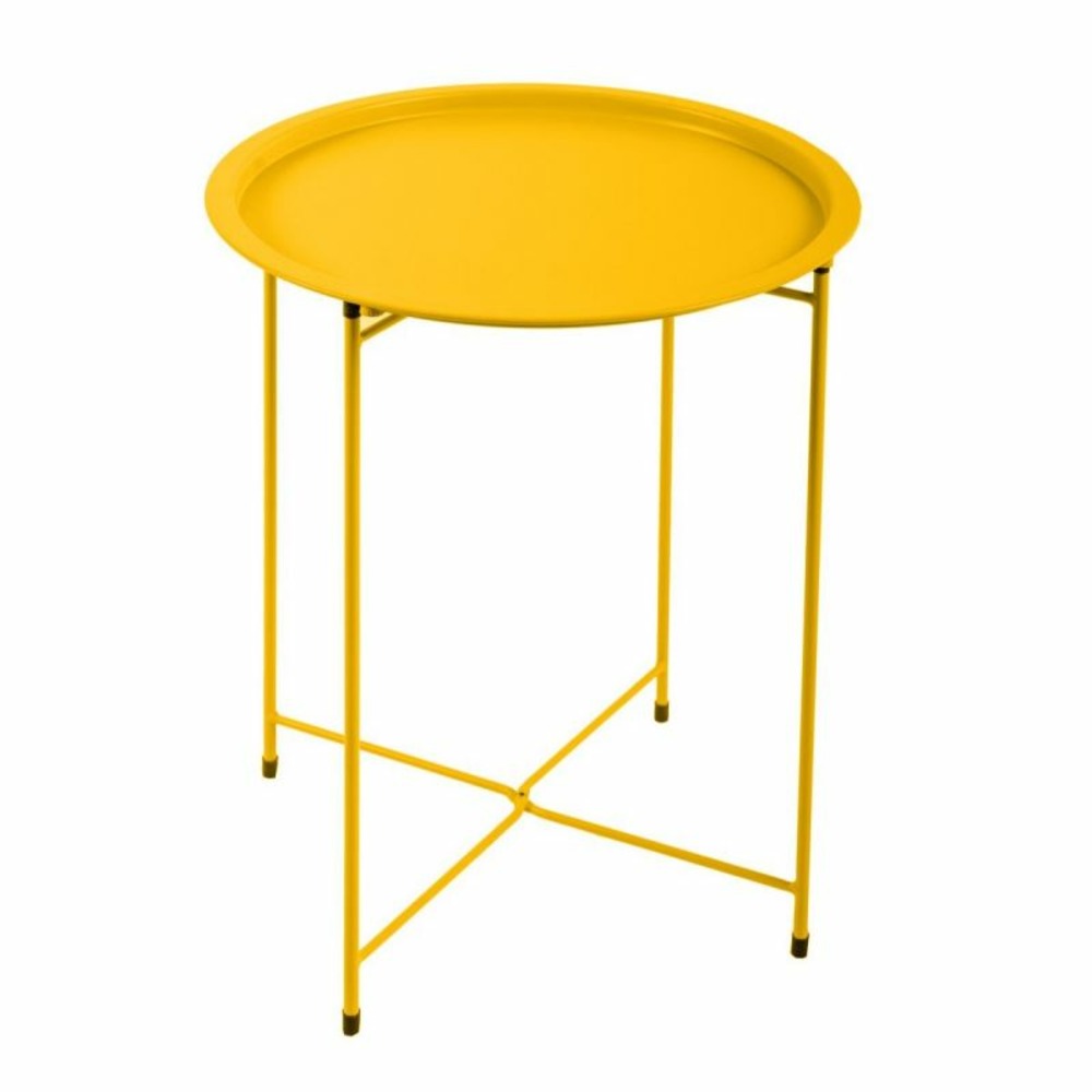 Table d'appoint d'extérieur en acier jaune maeva