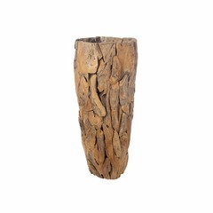 Jardinière en bois de teck forme jarre diamètre 50 cm