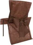 Housses de chaise x10 chocolat avec noeud tissu non tissé 50 cm x95 cm - couleur