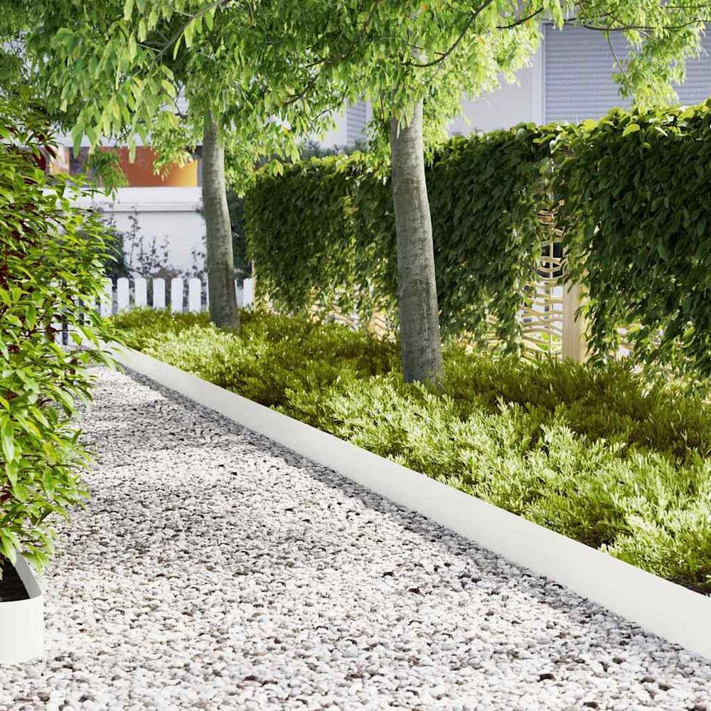 Bordure pelouse acier laminé jardin terrasse délimitation nette 30pcs 100x20cm blanc