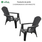 Fauteuil résine polypropylène - anthracite - 2 fauteuils