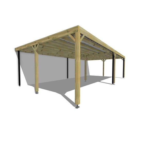 Carport bois adossé 4 voitures 50 m² • 10 x 5 m • hauteur de passage 2,37 m • sens largeur • livraison comprise