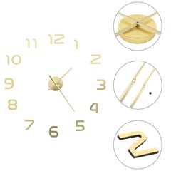 Horloge murale 3d design moderne 100 cm xxl doré