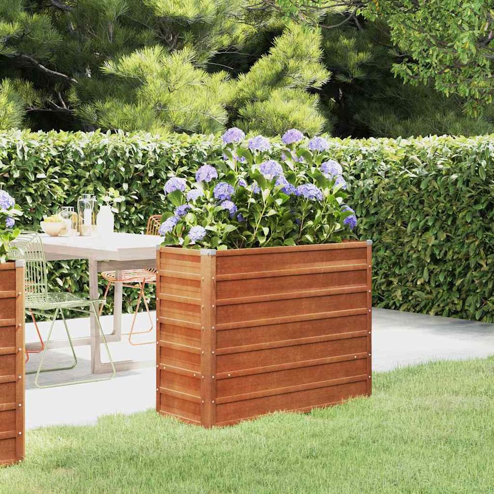 Haute jardinière rectangulaire acier corten rouillé 100x40x77 cm