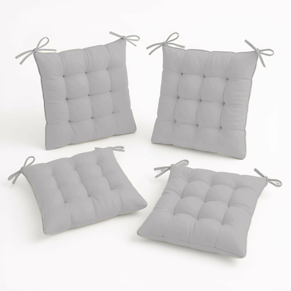 Lot de 4 galettes de chaise en polyester 40 x 40 cm gris