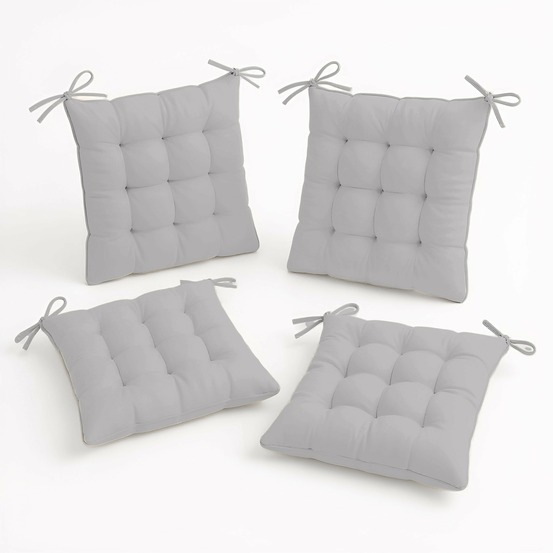 Lot de 4 galettes de chaise en polyester 40 x 40 cm gris
