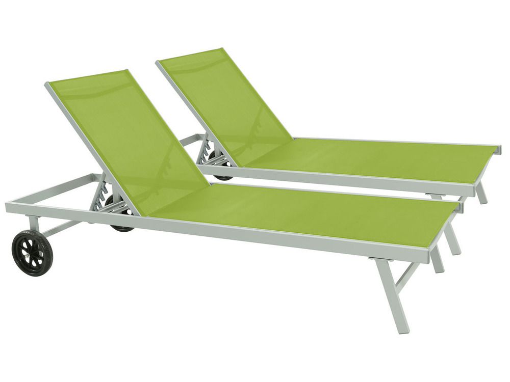 Bain de soleil en aluminium et textilène bella - phoenix - vert - lot de 2