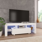 Meuble tv avec lumière led blanc brillant 130 x 35 x 45 cm