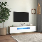 Meuble tv avec lumières led blanc et chêne sonoma 160x35x40 cm