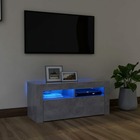 Meuble tv avec lumières led gris béton 90x35x40 cm