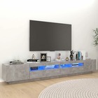 Meuble tv avec lumières led gris béton 260x35x40 cm