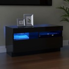 Meuble tv avec lumières led noir brillant 80x35x40 cm