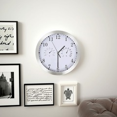 Horloge murale à quartz hygromètre et thermomètre 30 cm blanc