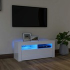 Meuble tv avec lumières led blanc brillant 90x35x40 cm