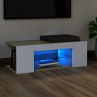 Meuble tv avec lumières led blanc et chêne sonoma 90x39x30 cm