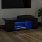 Meuble tv avec lumières led noir brillant 90x39x30 cm
