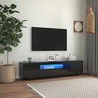 Meuble tv avec lumières led noir brillant 160x35x40 cm