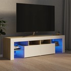 Meuble tv avec lumières led blanc et chêne sonoma 140x35x40 cm