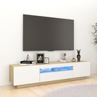 Meuble tv avec lumières led blanc et chêne sonoma 180x35x40 cm