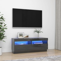 Meuble tv avec lumières led gris brillant 100x35x40 cm