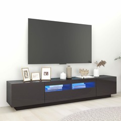 Meuble tv avec lumières led gris brillant 200x35x40 cm