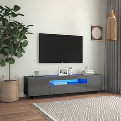 Meuble tv avec lumières led gris brillant 160x35x40 cm