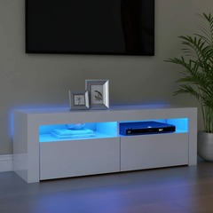 Meuble tv avec lumières led blanc brillant 120x35x40 cm