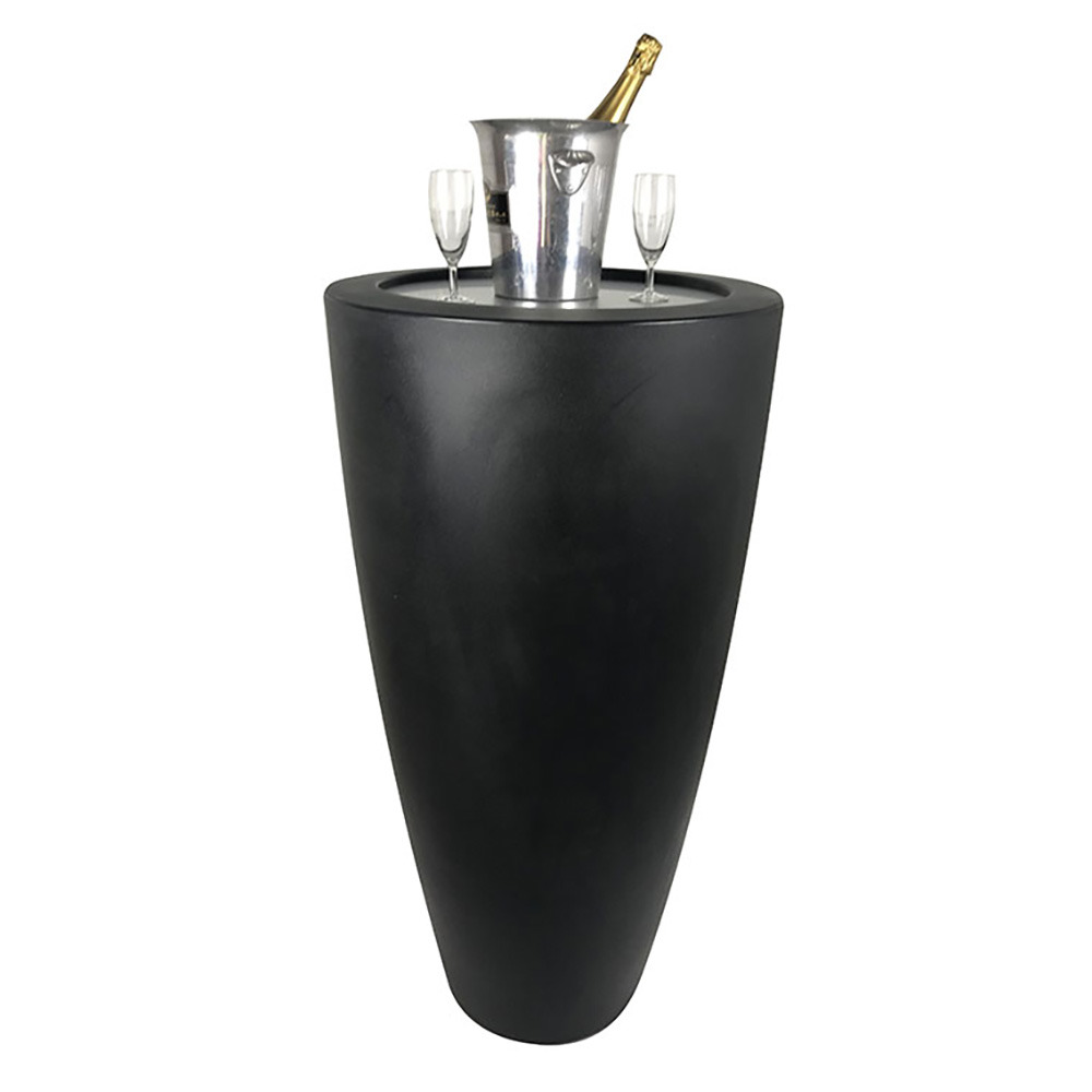 Pot conique 3 en 1pot de fleurs- mange debout-seau a champagne dessus inox