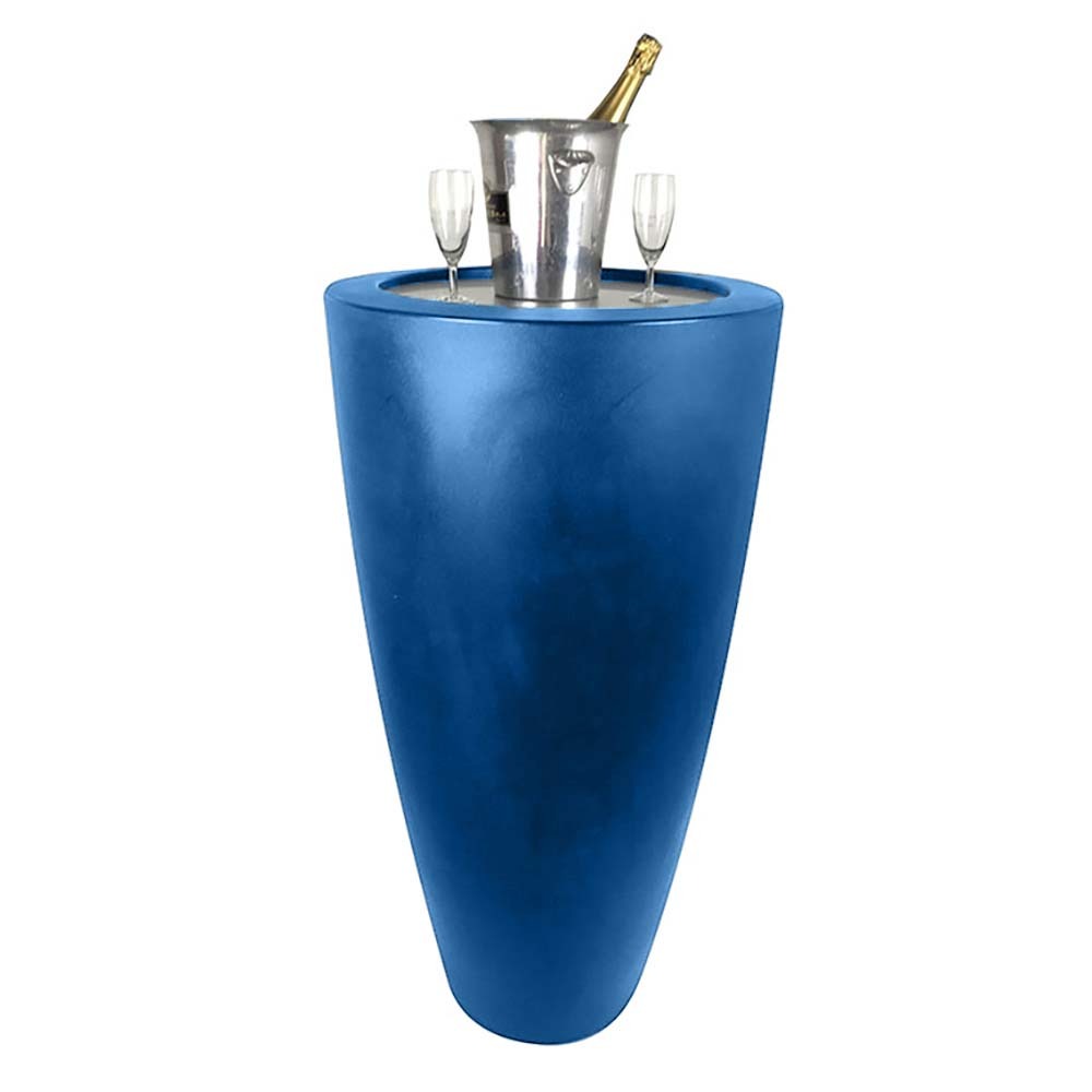 Pot conique 3 en 1pot de fleurs- mange debout-seau a champagne dessus inox
