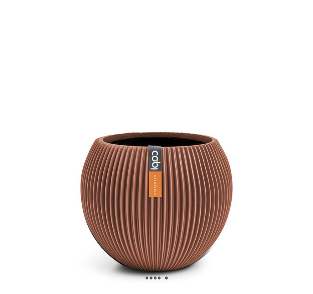 Vase groove plastique forme boule h 15 x d 18cm rouge - dimhaut: h 15 cm - coule