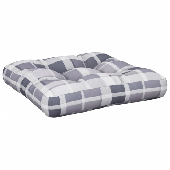 Coussin de palette carreaux gris 58x58x10 cm tissu