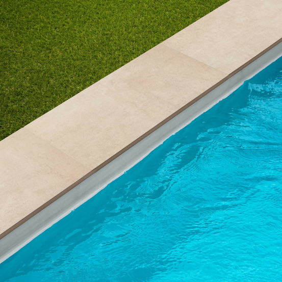 Margelle de piscine effet béton beige 60x28x2 cm bord droit cemento - ro'ma carrelage