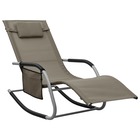 Transat chaise longue bain de soleil lit de jardin terrasse meuble d'extérieur textilène taupe et gris