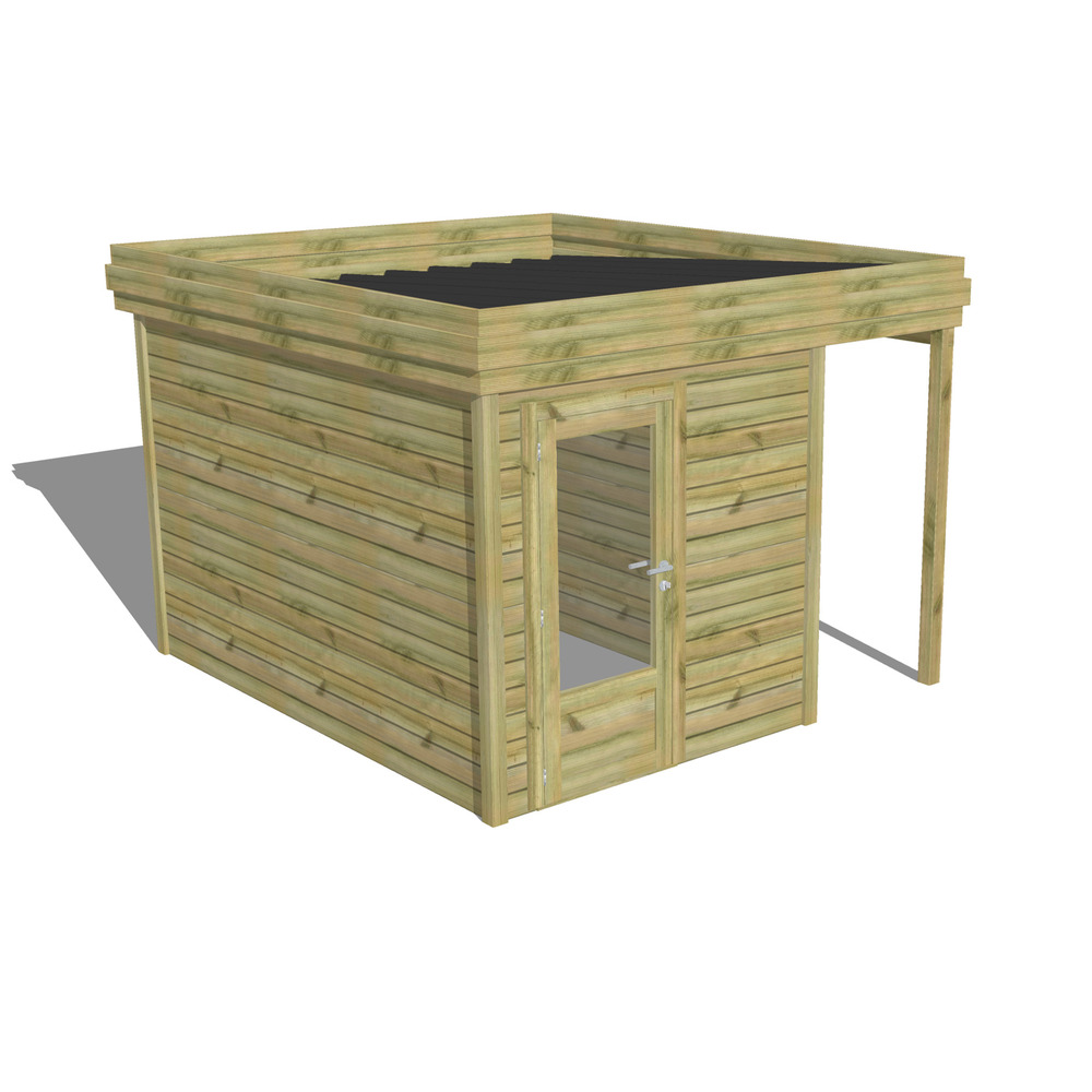 Abri de jardin bois pin traité autoclave 27mm - 3,14x3,44m / 11m2 - bac acier - abri français