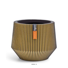 Superbe pot groove doré forme géométrique en plastique h 37 x d 46 cm - dimhaut: