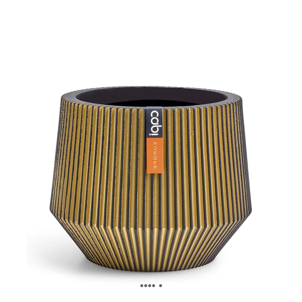 Superbe pot groove doré forme géométrique en plastique h 27 x d 33 cm - dimhaut: