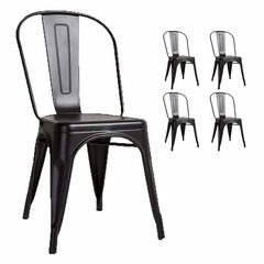 4 chaises noires en métal noir mat style industriel factory