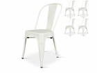4 chaises blanches en métal style industriel factory