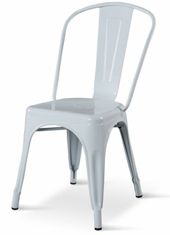 Chaise blanche factory en métal blanc brillant style industriel