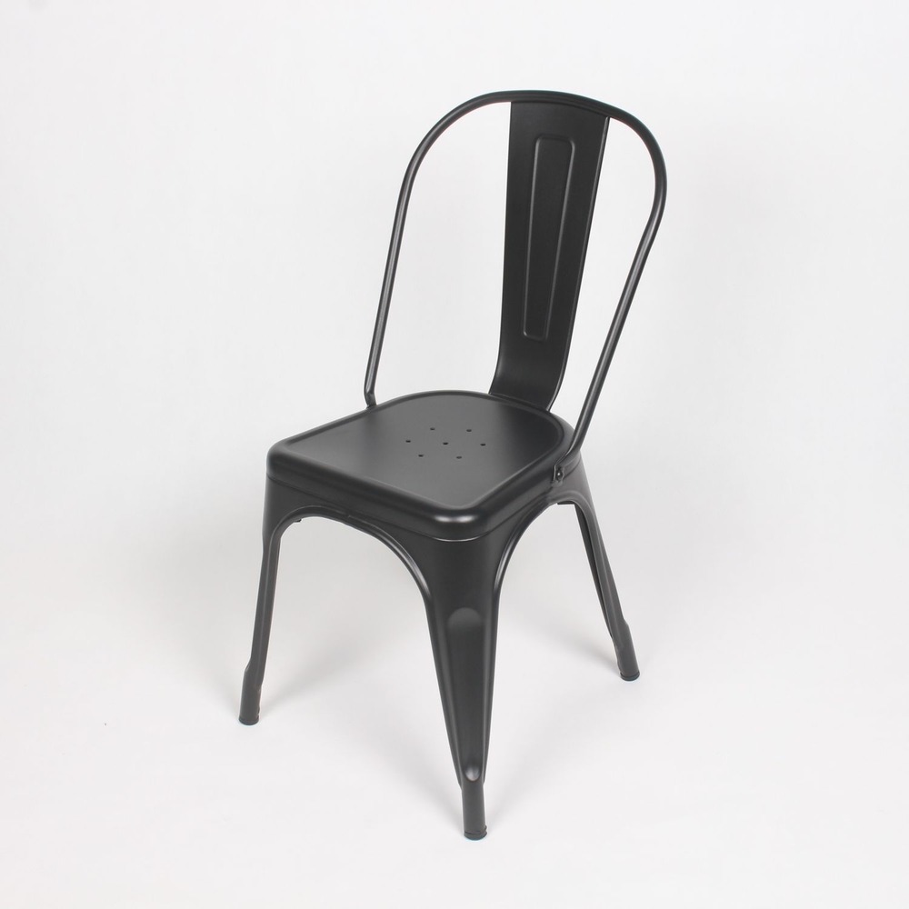 Chaise noire en métal noir mat style industriel factory