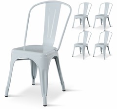 4 chaises blanches factory en métal blanc brillant style industriel