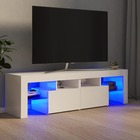 Meuble tv avec lumières led blanc brillant 140x35x40 cm