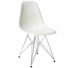 4 chaises blanches style scandinave modèle emy assise résine pieds couleur inox