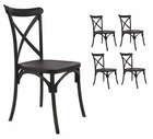 4 chaises noires style bistrot empilable en résine