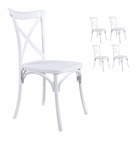 4 chaises blanches style bistrot emplilable en résine