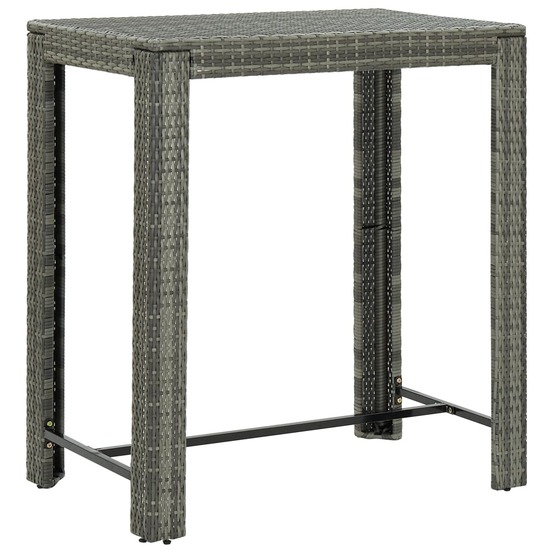 Table de bar de jardin gris 100x60,5x110,5 cm résine tressée